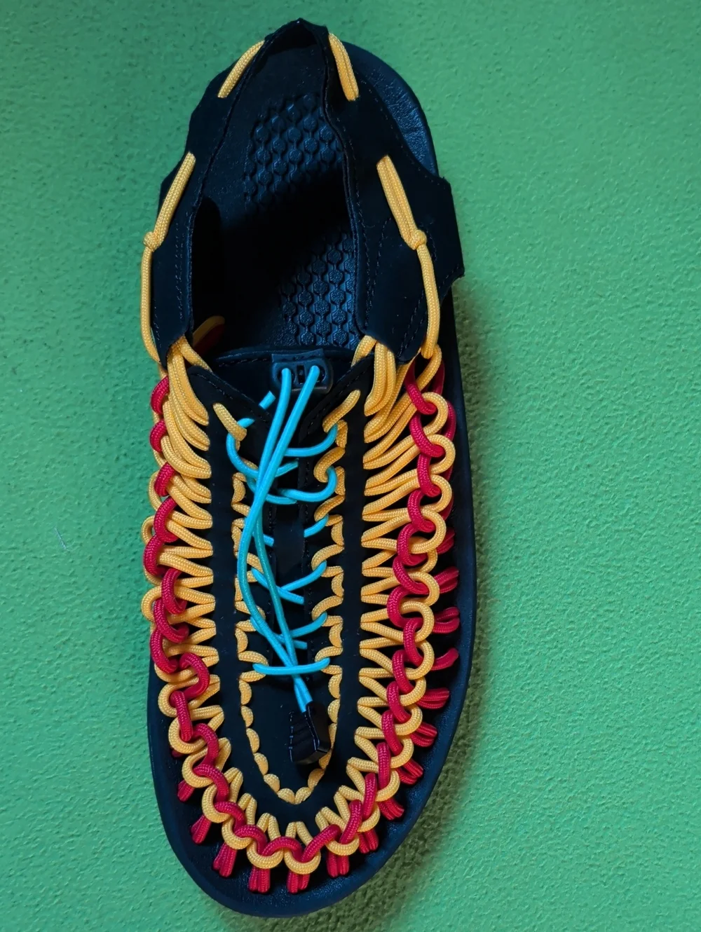 Black Woven Sandals with Red Gold And Green 9.5 Brand New